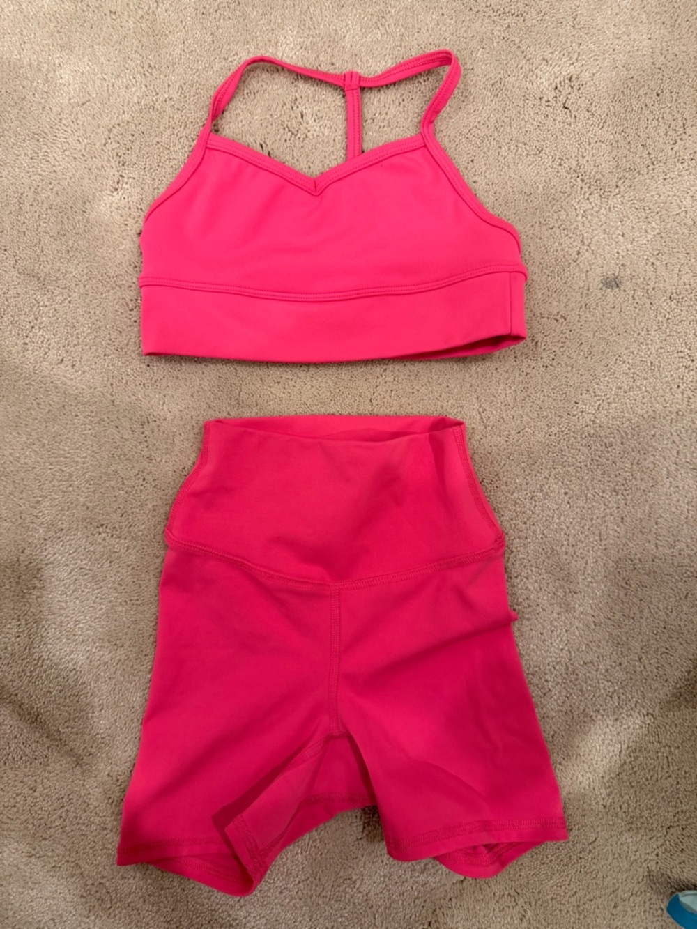 Girls' Hot Pink Active Matching Set — Sports Bra & High-Waist Shorts